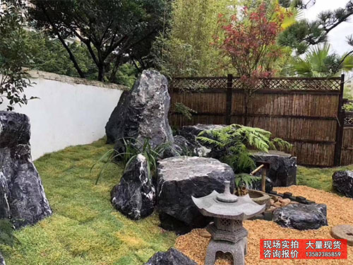 中国黑景石庭院造景黑山石
